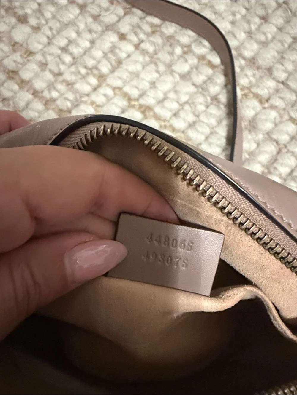 Gucci Pink-Taupe Chevron Quilted Leather Crossbody with Gold GG